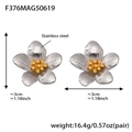 Sunflower shaped earrings in stainless steel with silver petals and golden center - Two-tone Sunflower Earrings