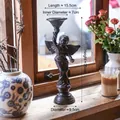 Vintage Engel Kerzenhalter aus Gusseisen in Dunkelbronze für die Tischdekoration zu Hause - Engel-Stil (rechte Hand oben/3073R) / Höhe 35cm / Bronze