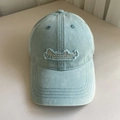 Detail of vintage washed blue baseball cap with Abundant RICH IN IDEAS embroidery - M (56-58cm) / Ice Cream Green