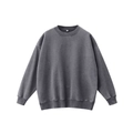 Donkergrijze oversized sweatshirt met verlaagde schouders en vintage gewassen look - S / Gewassen Donkergrijs