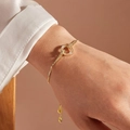 Pulsera ajustable de oro con anillos de circón entrelazados y cierre deslizante - Círculos entrelazados dorados (16#)