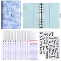 Blue crocodile pattern A6 budget binder set with zipper envelopes and stickers - Standard Set - Blue Crocodile