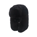 Winter black faux fur Ushanka hat with warm ear flaps for outdoor thermal protection - M(56-58cm) / Black