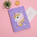 Taccuino in peluche viola con ricamo a forma di unicorno su morbida copertina - 14.5*21CM / Viola