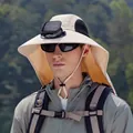 Cappello da sole kaki con ventola solare e protezione per il collo per la pesca - Beige (Stile Ventilatore)