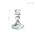 French vintage transparent glass candle holder with diamond texture, 10.5cm small size - Round Small Diamond Pattern / Clear