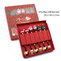 Christmas gift set with 6 gold stainless steel spoons and forks with festive charms - Gold Figure B Spoon/Fork 6pcs Xmas Red Box