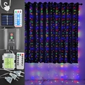 3x3m Multicolor LED copper wire curtain lights with remote and solar power options - 3x3m Copper Wire Battery Box / Colorful