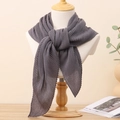 Solid dark grey pleated square scarf in imitation cotton linen on a wooden mannequin - Dark Gray