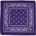 Deep purple paisley cotton bandana with classic white square hip-hop headscarf pattern - Dark Purple