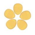 Five yellow teardrop-shaped mini finger powder puffs arranged in a floral pattern - 5 Pcs/OPP Bag / Yellow