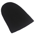 Gorro clásico de punto acanalado negro para hombre y mujer en tejido térmico cálido - Negro / Talla Única(Ajustable)