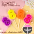 Colorful number 8 birthday candle with base in pink and yellow artistic background - New Color Number Candle 8