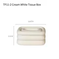 Boîte à mouchoirs moderne blanc crème en céramique au design ondulé pour le salon - TP11-2 Boîte à Mouchoirs Anneau Superposé Blanc Crème