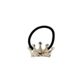 Black high-elastic hair tie with a geometric gold crown-shaped alloy decoration - Crown 5cm / Silver
