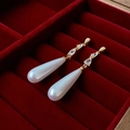 Orecchini a goccia placcati in oro con perle bianche e zirconi brillanti di lusso - Orecchini a Goccia di Perla Zircone Oro (Perno in Argento S925)