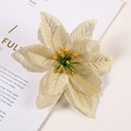 Sparkling gold artificial poinsettia flower for elegant Christmas tree decoration - Five-Point Christmas Flower / Gold