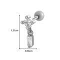 Silver teardrop zircon drop stud earring with screw back and 1.31cm height detail - 3# Silver - Square Stone Dangle