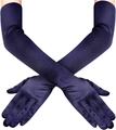 Guanti lunghi in raso blu navy sopra il gomito con finitura lucida per eventi serali - Taglia unica / Blu navy