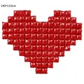 Red heart-shaped balloon backdrop wall for Valentine decor, size 140x110cm - Plaid Heart Red