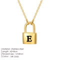 14K gold plated stainless steel padlock necklace with letter E pendant for women - Letter E Style