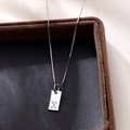 Minimalist S925 silver necklace with rectangular letter X pendant in metallic finish - Letter X / Silver