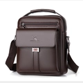 Borsa a tracolla uomo vintage marrone scuro WEIXIER in pelle a grana di grande capacità - Grana Litchi Marrone
