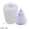 Christmas tree silicone mold for DIY candles with 11cm height and 388g weight specs - Origami Christmas Tree / Milky White