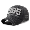 Casquette baseball 1985 rétro gris foncé délavé avec visière usée et broderie relief - Noir