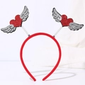 Close-up of red sequined heart headband with silver wings on spring festive party accessory - Style 9