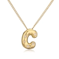 Collier avec pendentif lettre C plaqué or 18K poli et cristaux de zircon brillants - Lettre C