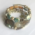 Bohemian multi-layer wrap bracelet with natural turquoise stones and gold snowflake charm - Gray