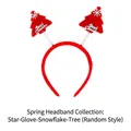 Christmas headband with red spring-mounted trees featuring snowflakes and Merry Christmas - TK02-2 (Spring Headband Series: Small Tree)