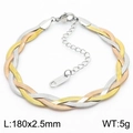 Dreifarbig geflochtenes Schlangenkettenarmband aus Edelstahl in Silber, Gold und Roségold - 2.5mm Armband (KB181337-Z)
