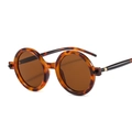 Retro round tortoise shell sunglasses with brown lenses and punk style frame - C4 Leopard Frame / Tea Lenses