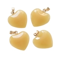 Translucent amber yellow acrylic heart pendants with golden metal clasps for jewelry DIY - Solid Yellow (10pcs/pack)