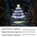 Blue glowing Christmas tree static window sticker for glass decor in various sizes - Small Size 45x60cm