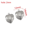 Perles intercalaires cœur en argent poli pour bijoux DIY avec trou 2mm 12x14mm - Coeur de Pêche en Acier