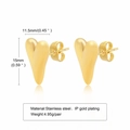 Vergoldete Herzohrstecker aus Edelstahl in 15mm Größe mit Gewichtsangaben - Gold