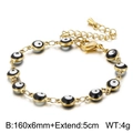 Turkish evil eye bracelet in 18K gold plated stainless steel with black and white beads - Black & White Evil Eye Gold Bracelet (KB147878-Z)