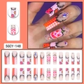 Halloween pumpkin graffiti press-on nails with rhinestones and stitch designs - Halloween Pink Orange Black Pumpkin Polka Dot Rhinestone Style (SGCY-148)