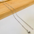 Elegant silver stainless steel beaded chain necklace for men and women on wooden base - 1.5MM Curb Bead Chain / 40+5CM Extension Chain / Steel