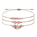 Juego de 3 pulseras hechas a mano de cuentas de citrino y cuarzo con cordón trenzado - Piedra del sol