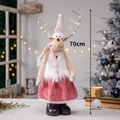 Süßer Weihnachtsrentier Plüschtier mit rosa Mütze Schal festliche Dekoration 70cm - Weihnachtsrentier Mit Langem Kleid / 70cm Länge