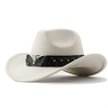 Macro detail of beige western cowboy hat with silver bull head emblem and metal studs - M (56-58cm) / Beige (Studded Bull Head)