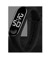 Waterproof digital LED sports watch with black silicone strap for kids and couples - Black