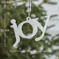 White glitter 'Joy' letter hanging ornament for Christmas tree decor, size 10.5x7cm - White Letter Sign A (joy)