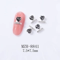 Detail of silver nail art charm with black heart rhinestone and crystal pavé base - Transparent Gray (8841)