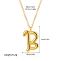 Detailed view of 18K gold letter B pendant with measurements 25x16mm and chain length - Letter B