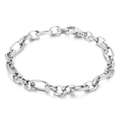 6mm vintage stainless steel chain bracelet with textured O-links and lobster clasp - Textured Steel / 17cm
